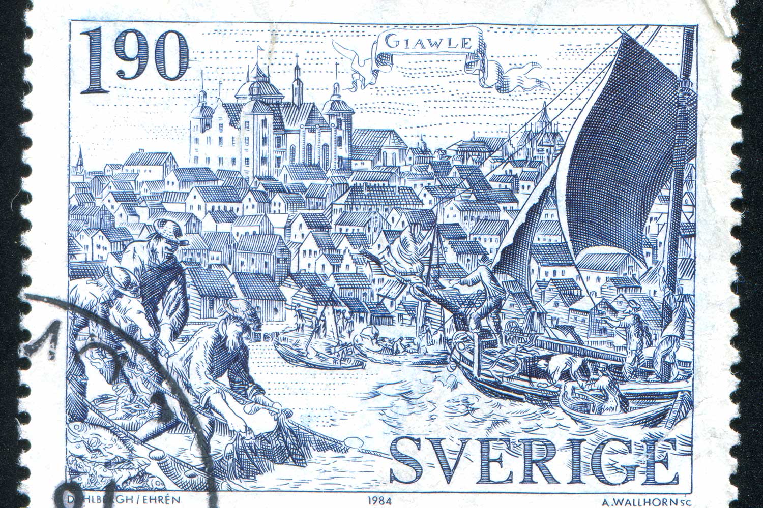 Historische Szene auf einer schwedischen Briefmarke. Das Fangpotenzial der Fischereiflotten in der frühen Neuzeit stand jenem der heutigen Fischerei in kaum etwas nach. Bild: rook76 – stock.adobe.com